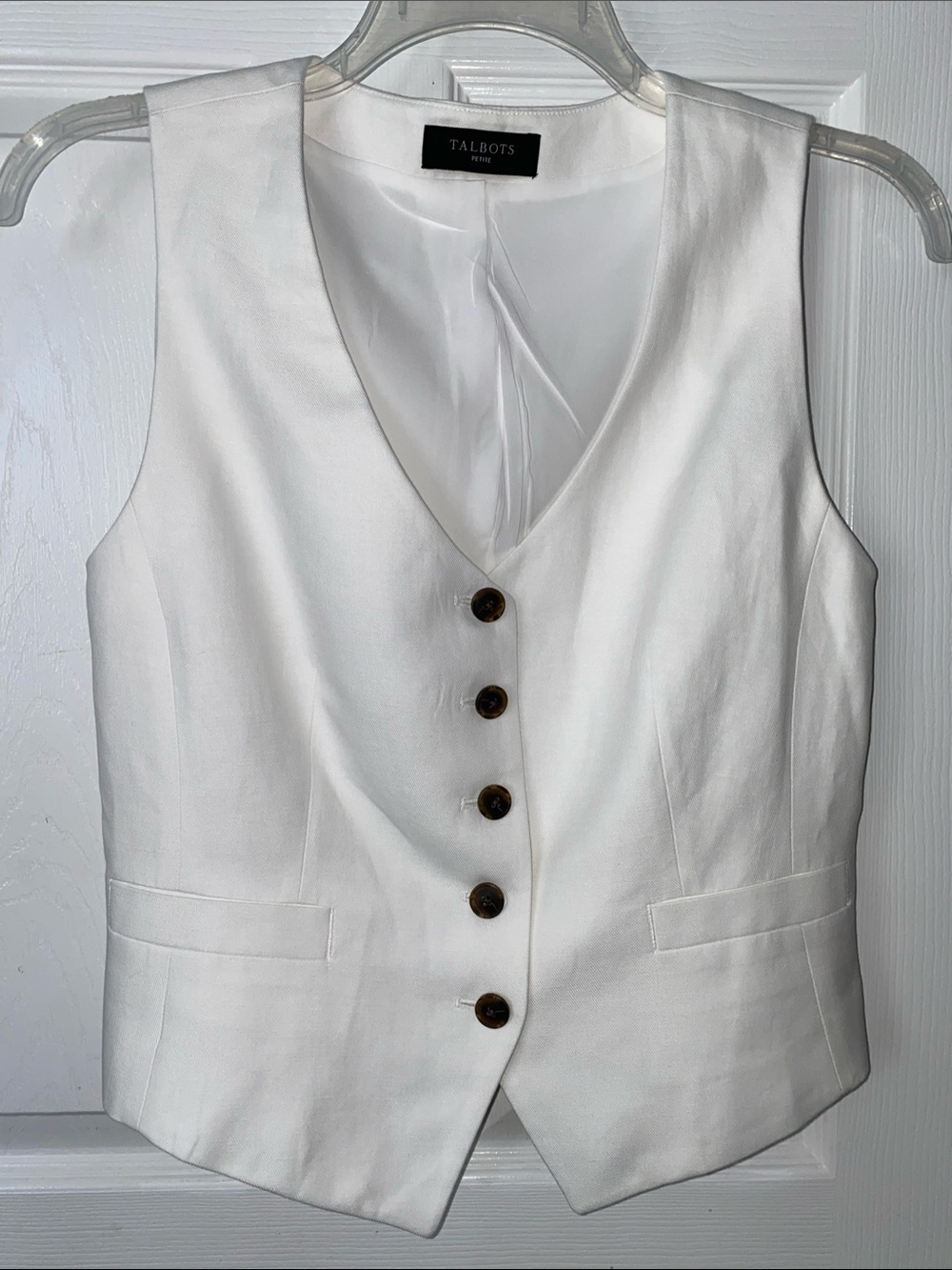 Talbots White Button-Front Vest - Picture 3 of 9